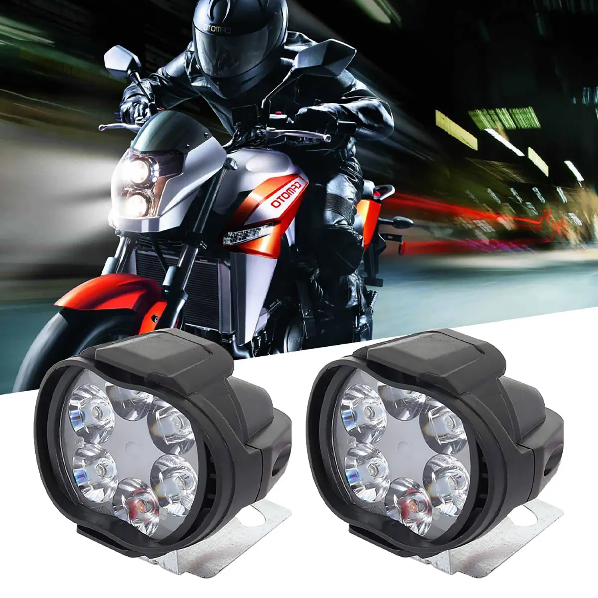 

2 шт. светодиодные фары для мотоцикла 12В, высокояркие светодиодные лампы для мотоциклов, внешние передние светодиодные фокусирующие вспомогательные прожекторы