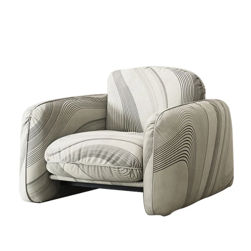 

Italian Minimalist Matte Leather Single-Seat Sofa Chair Living Room Striped Leisure Chair Villa Baxter Chair