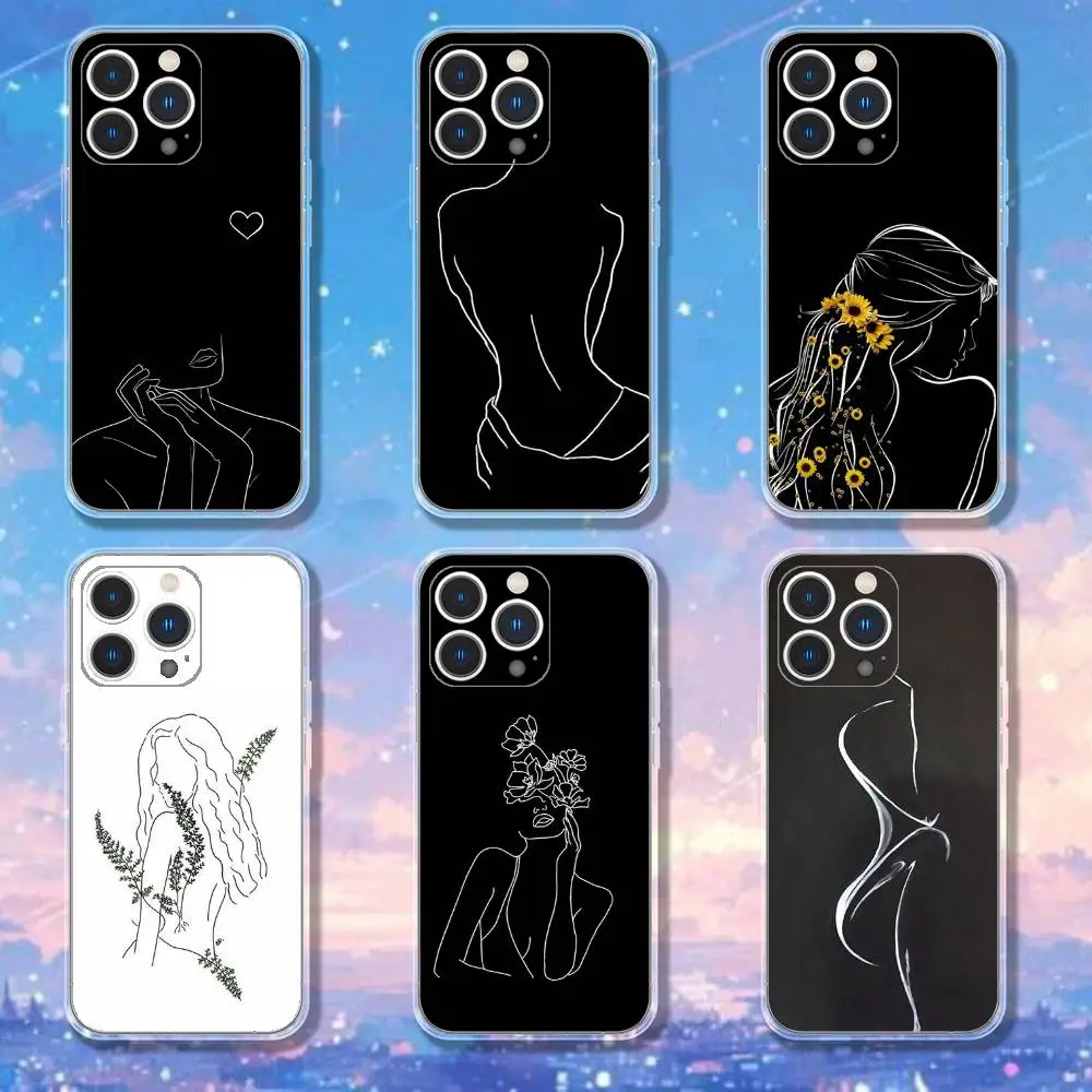 

Art Sexy Body Woman Phone Case For iPhone 17,16,15,14,13,12,11 Pro,Max,Plus,X,XS,XR,SE4,E Mini Transparent Soft Cover