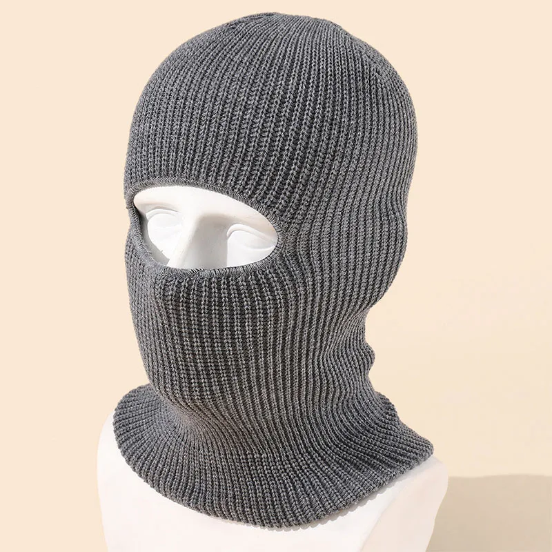 Winter Balaclava Knitted Hats Men Women Candy Color Full Face Cover Ski Mask Cap Outdoor Cycling Ear Protection Hat Beanies Caps