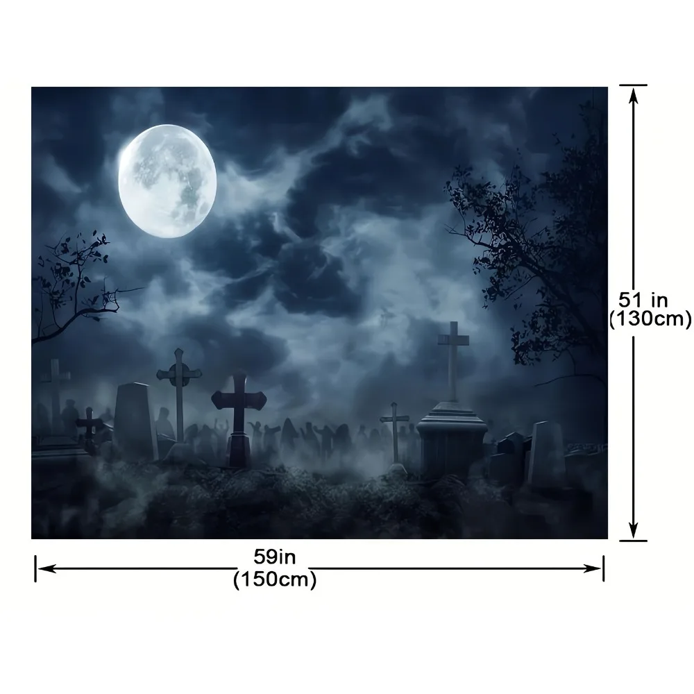 Background Full moon spooky dark night Cemetery Halloween Background Zombie party Background Halloween party banner