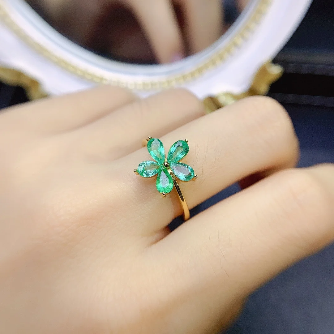 FS S925 Sterling Silver Inlay 3*5 Natural Sapphire/Tourmaline Ring With Certificate Fine Charm Women Weddings Jewelry MeiBaPJ