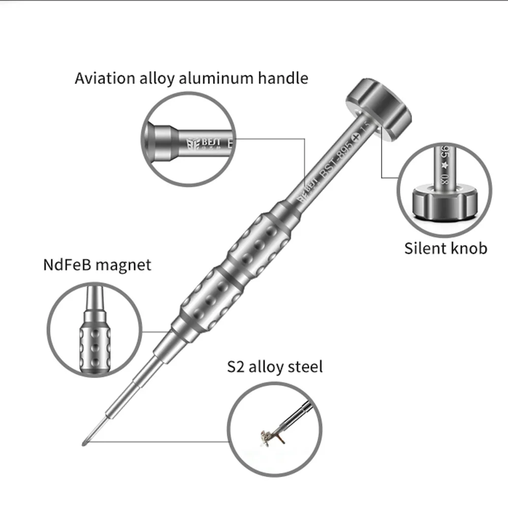 BEST BST-895 3D Magnetic Screwdriver Tools P2 0.8 Pentalobe Y 0.6 Tri Wing T1 T2 Torx 1.5 Phillips M2.5 for Mobile Phone Repair