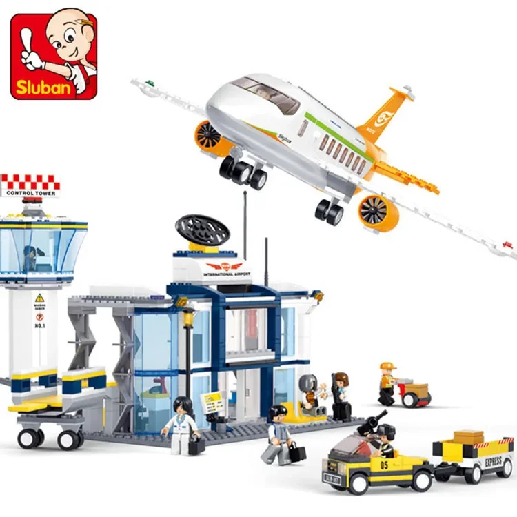 Sluban 0367 Building blocks  International airport boy small particle piecing and assembling toys