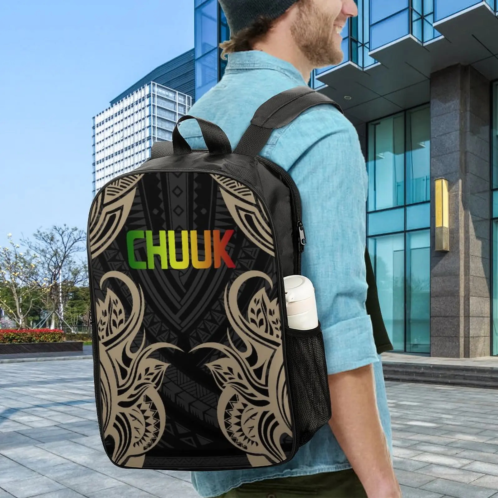 Polynesian Design Duplex Print Tribal Printing Custom Pattern Schoolbag Student Book Backpack School Bag Travel Computer Package