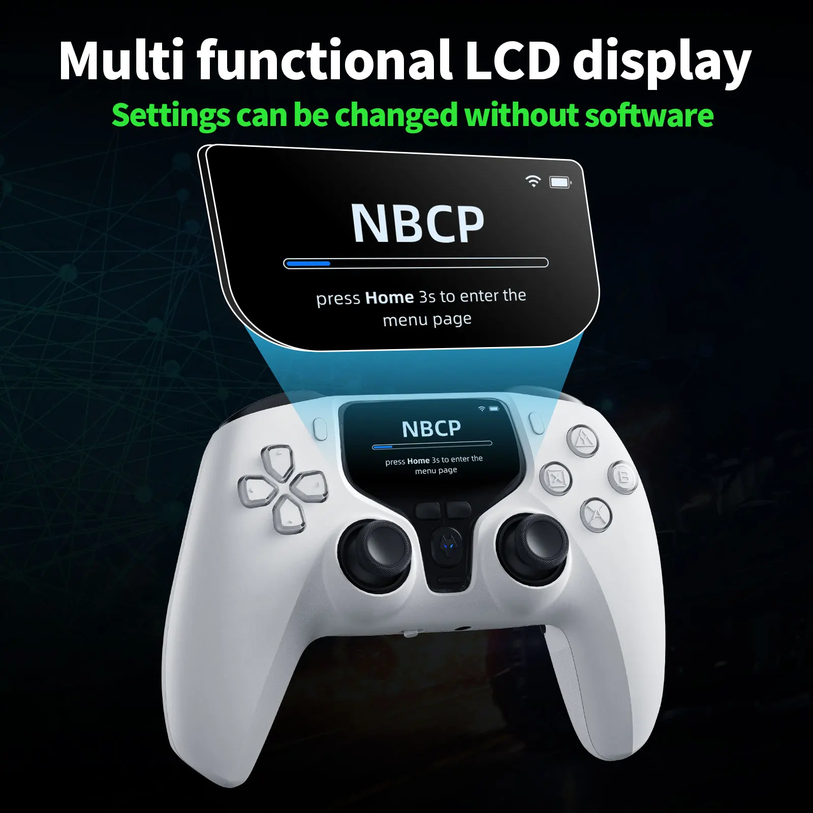 وحدة تحكم ألعاب Hall لأجهزة الكمبيوتر/PS3/Switch/Android/iOS مع شاشة عرض، أعواد القاعة/الزنادات، أزرار خلفية، 5 مستويات Vib، عيار كامل