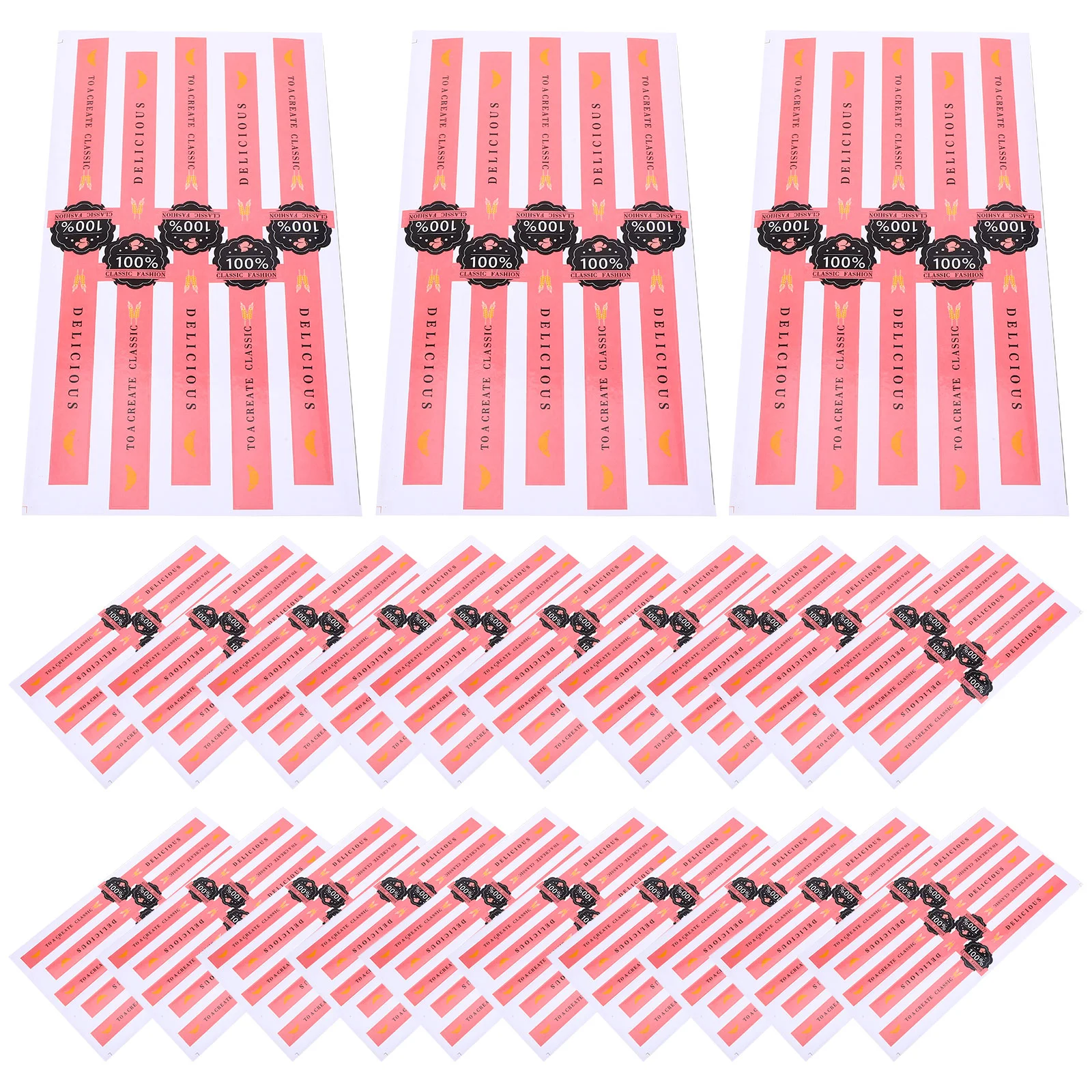 

100 Pcs Scraper Stickers Decoration Labels Applique Packaging Pink Kraft Paper Bakery Sealing