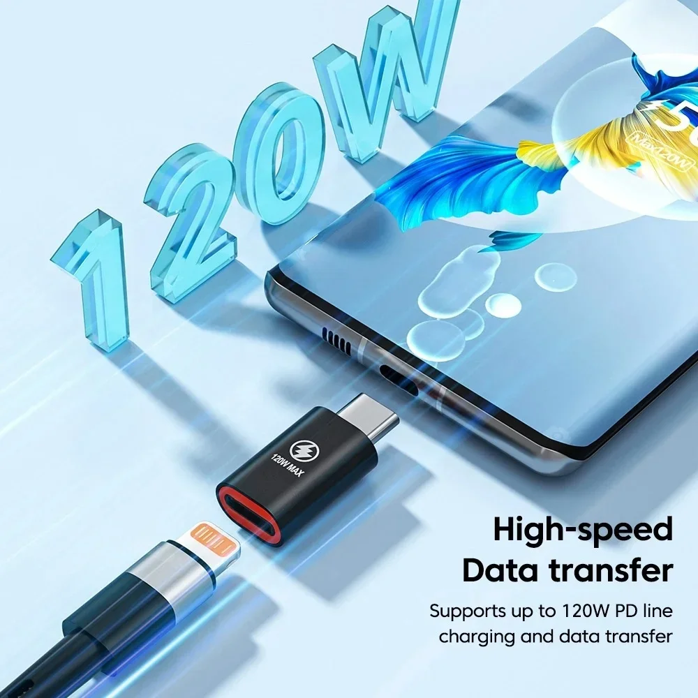 1-3Pcs Type C Adapter PD 120W IOS Lightniing Female To USB C Male Fast Charging Converter For iPhone 15 14 13 iPad Pro Samsung