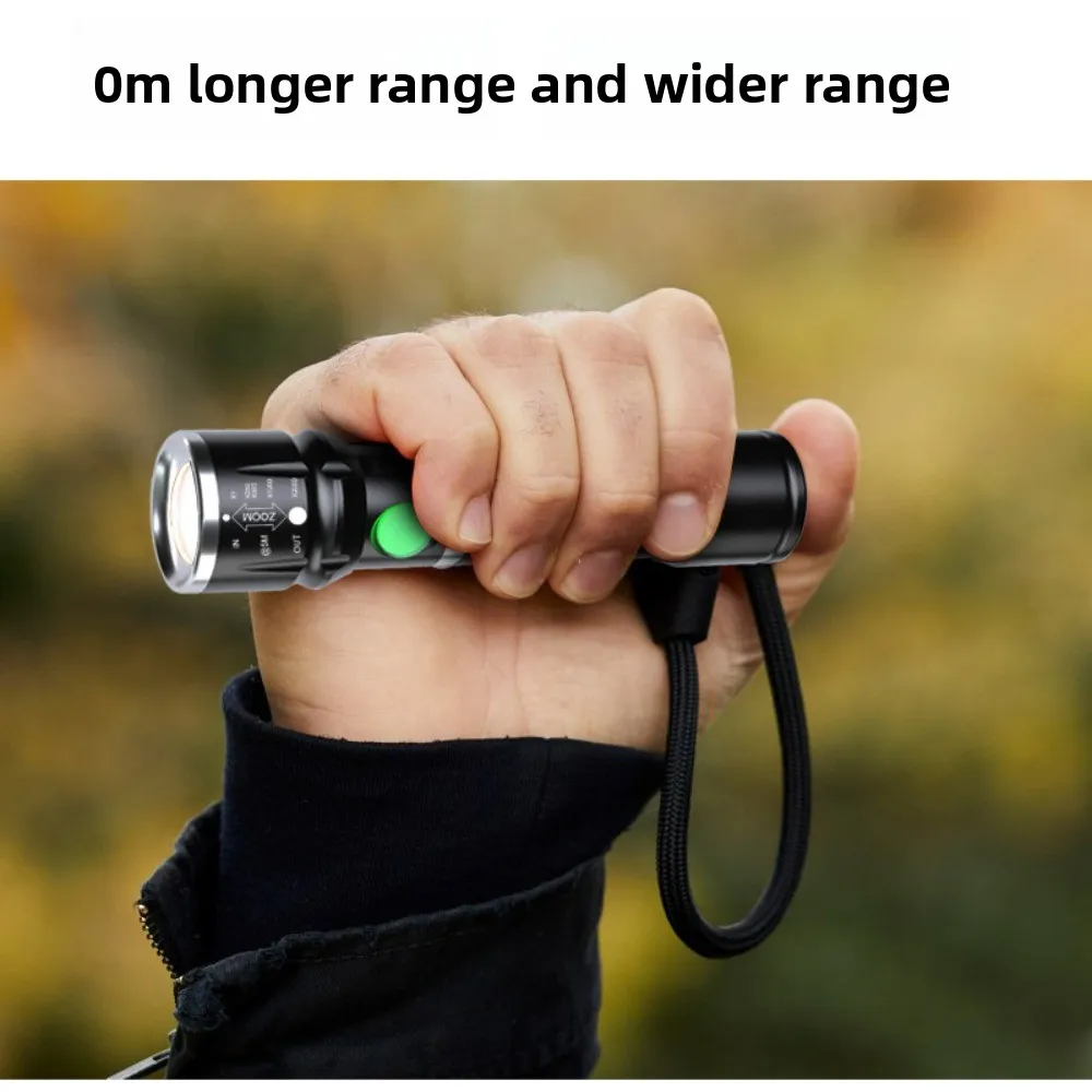 Super Bright Zoomable Mini Flashlight, USB Rechargeable Waterproof Emergency Torch for Home Outdoor Camping Use