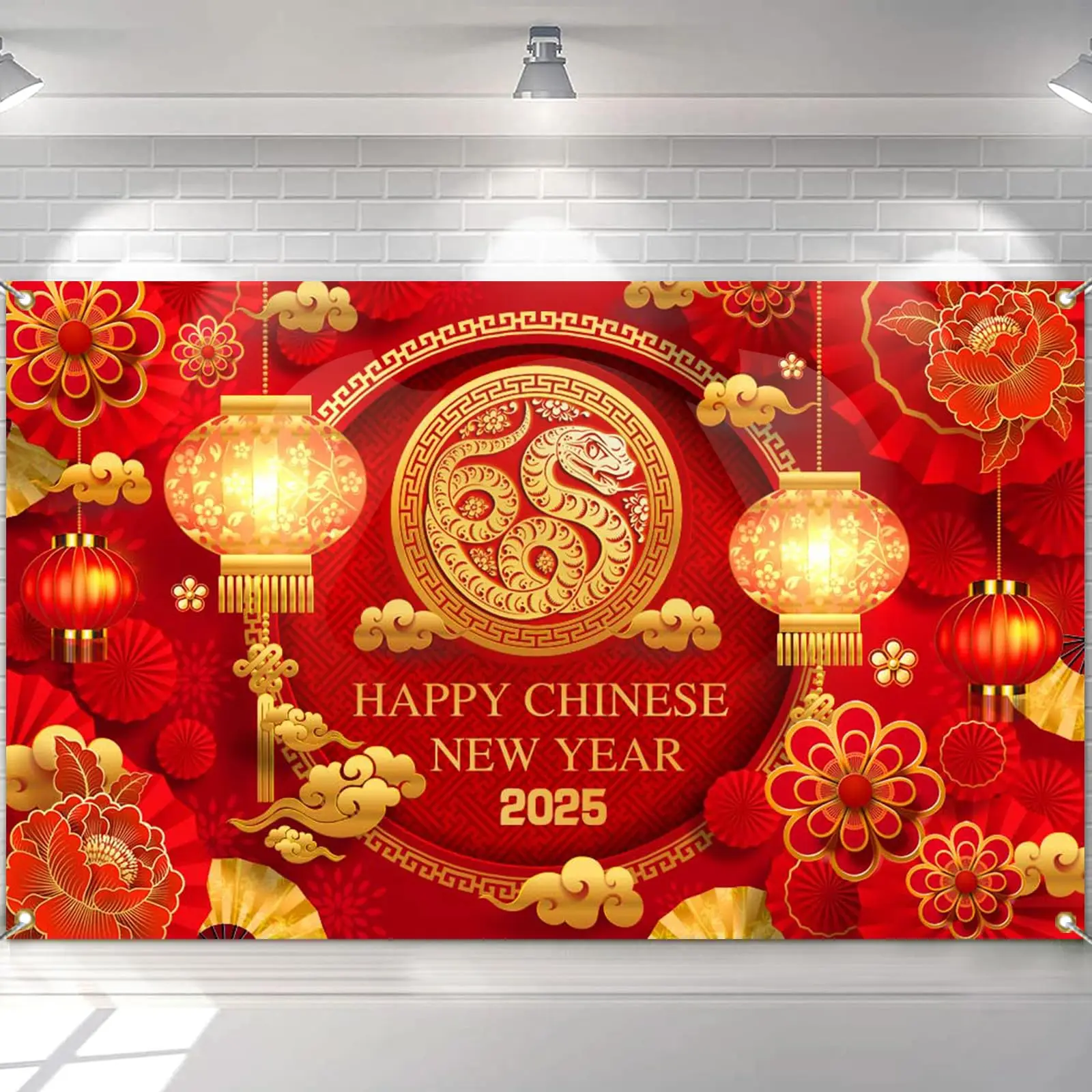 

Chinese New Year 2025 Backdrop Year of The Snake Spring Festival Background Chinese Holiday Eve House Family Decorations Props