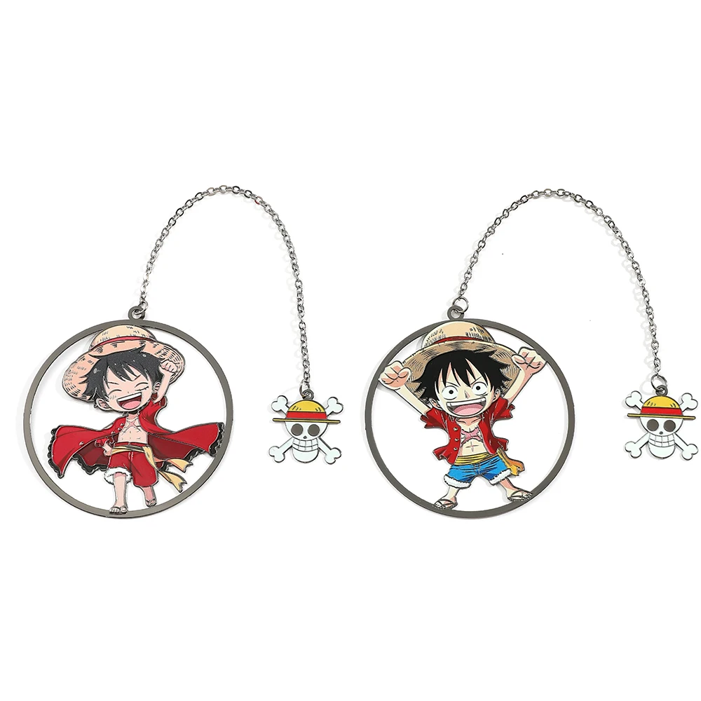 Marcapáginas de Metal de una pieza de Anime Piratesreward con borla Color dorado Luffy Wanted marcas de libros regalos para colección de Fans suministros