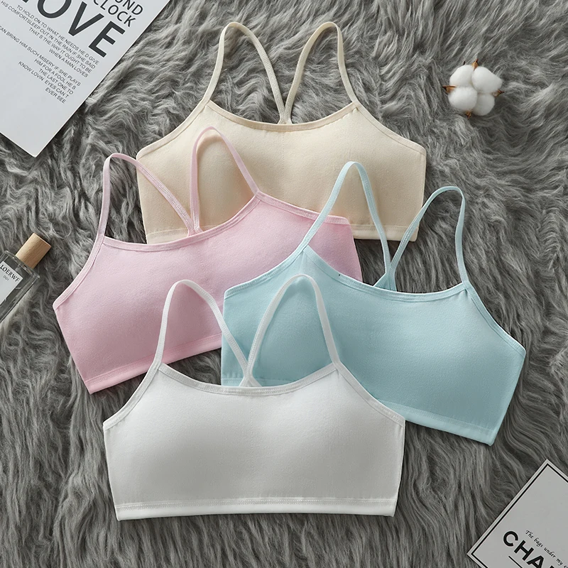 Girls' developmental period underwear, girls' anti bulge point, summer thin design, primary school students' camisole vest, juni