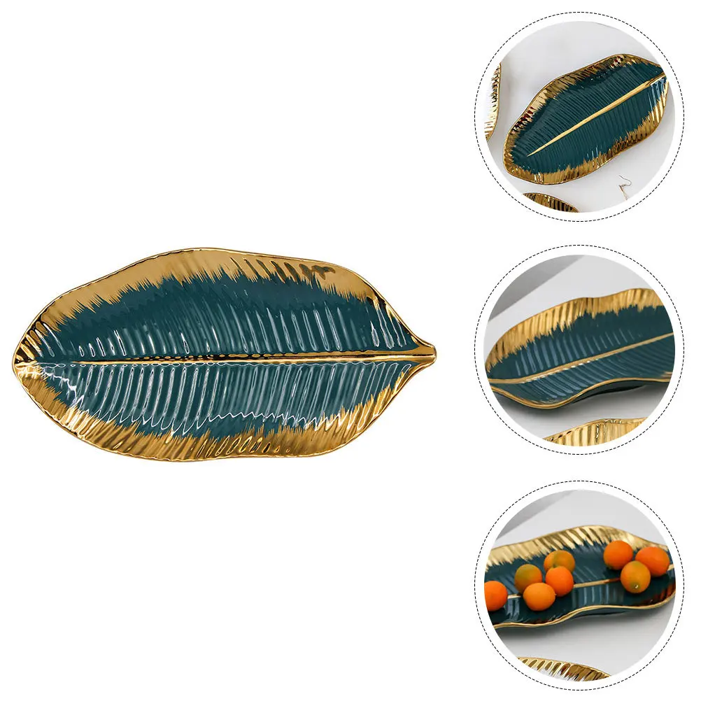 

Serving Tray Decorative Creative Jewelry Dish Ceramic Plate Dessert Leaf Display Jewellery Trays Christmas Decorations