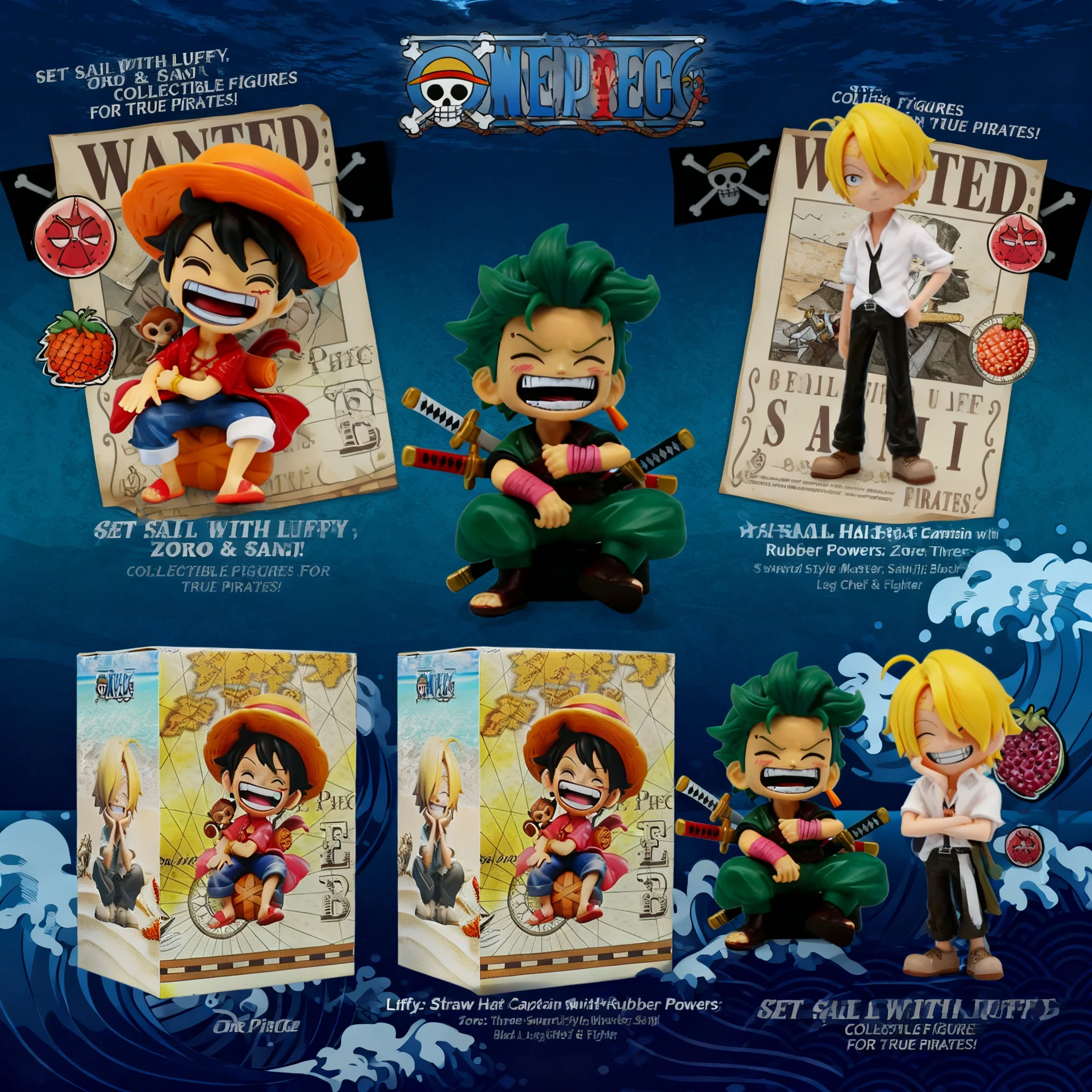 

One Piece Luffy Solon Handheld Q Version Cartoon Trendy Play Car Desktop Ornament Anime Sitting Peripheral Gifts