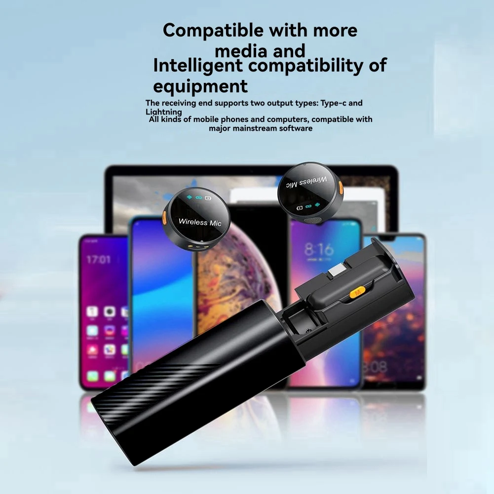 Dynamic Wireless Lavalier Microphone with Charge Case, Mini Clip/Magnetic Mic Type-C Interface for Smart Device Video Recording