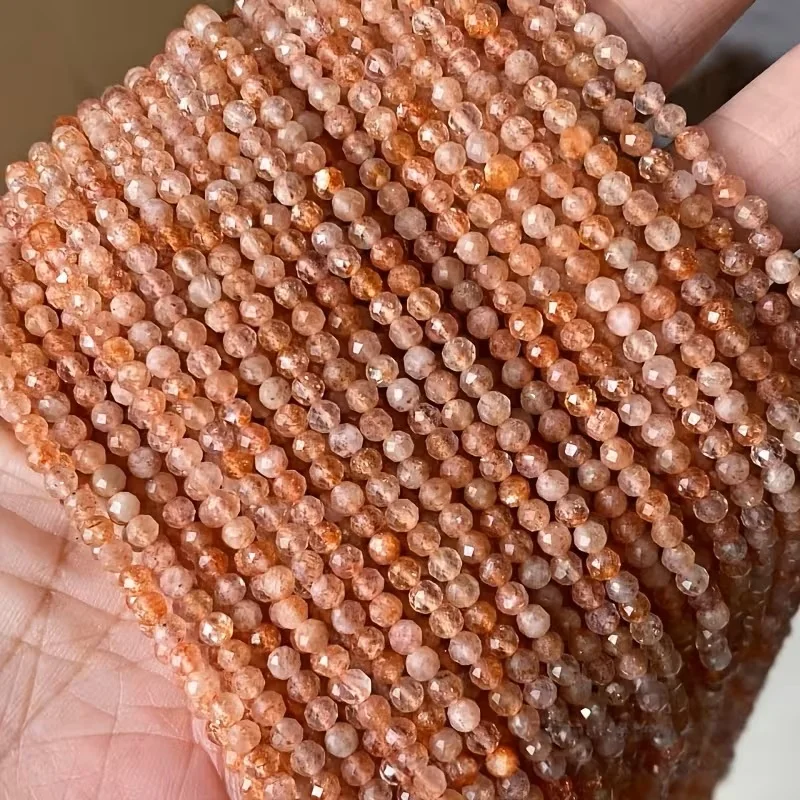 Wholesale Faceted Natural Stone Beads Sunstone Tiger Eye Amazonite Apatite Loose Spacer Bead For Jewelry Making Supplies 2 3 4mm