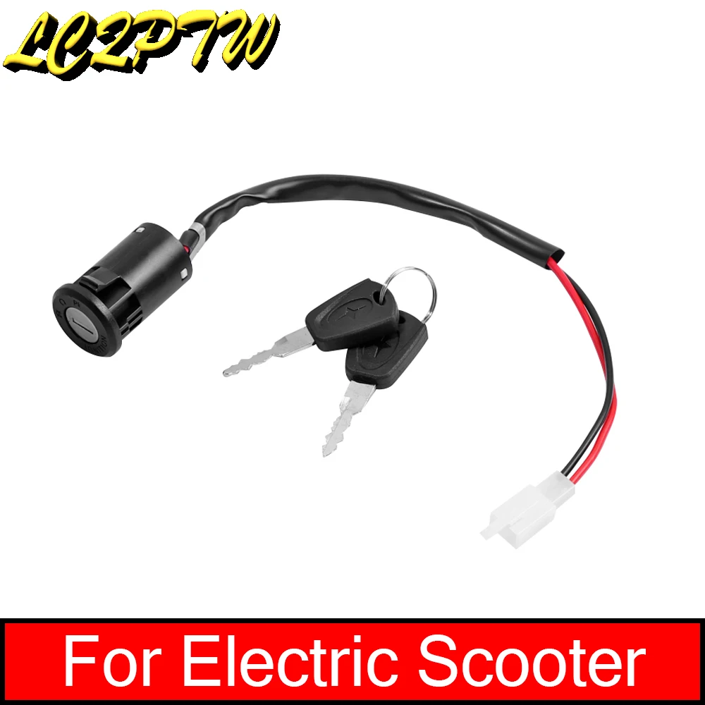 Universal Electric Scooter 2 Wires Ignition Switch Lock Keys With Wire Tricycle Vehicle Assembly Kit Kick Scooter Part Accessory