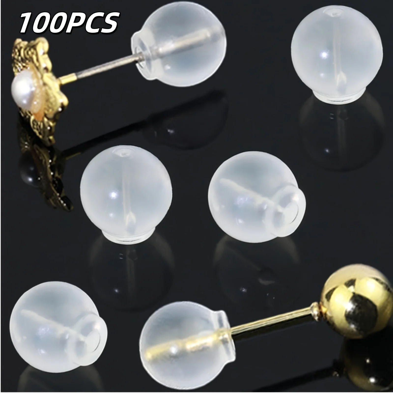 

100pcs Safety Earring Back，Fit with All Type of Earrings，for DIY Making，Jewlery Making (Clear)