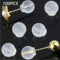 100pcs Safety Earring Back，Fit with All Type of Earrings，for DIY Making，Jewlery Making (Clear)