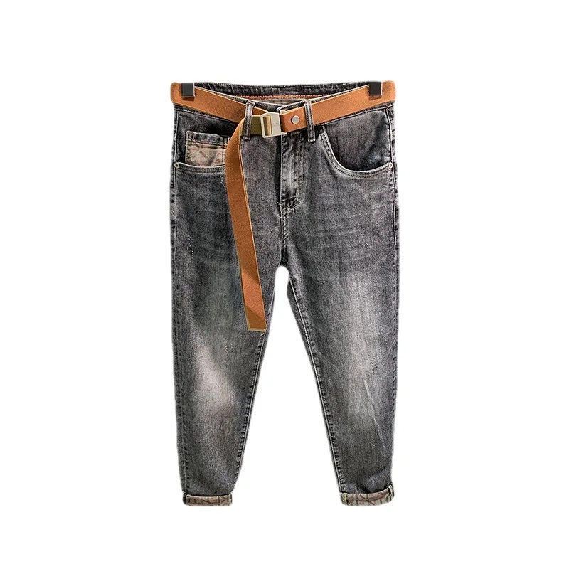 2024 Zomer Modemerk Jeans Heren Dunne Stretch Casual Veelzijdige Ruan Knappe Slim Fit Enkellange Broek