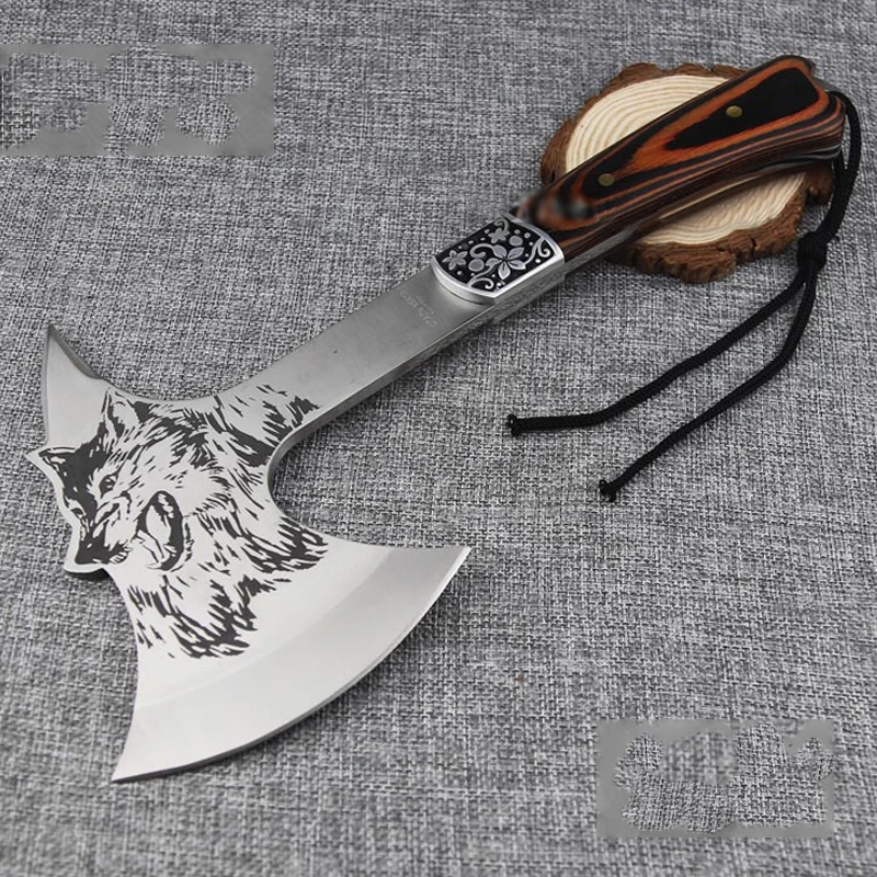 

31cm Outdoor Portable EDC Multifunctional Wolf Totem Tactical Axe Camping Car Emergency Survival Tool