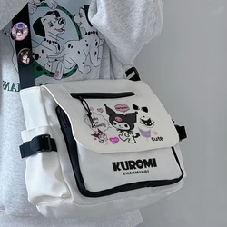 Cartton Kuromi With Badges Shoulder Bag Schoolbag School Students Boy Girl Gift Messenger Crossbody