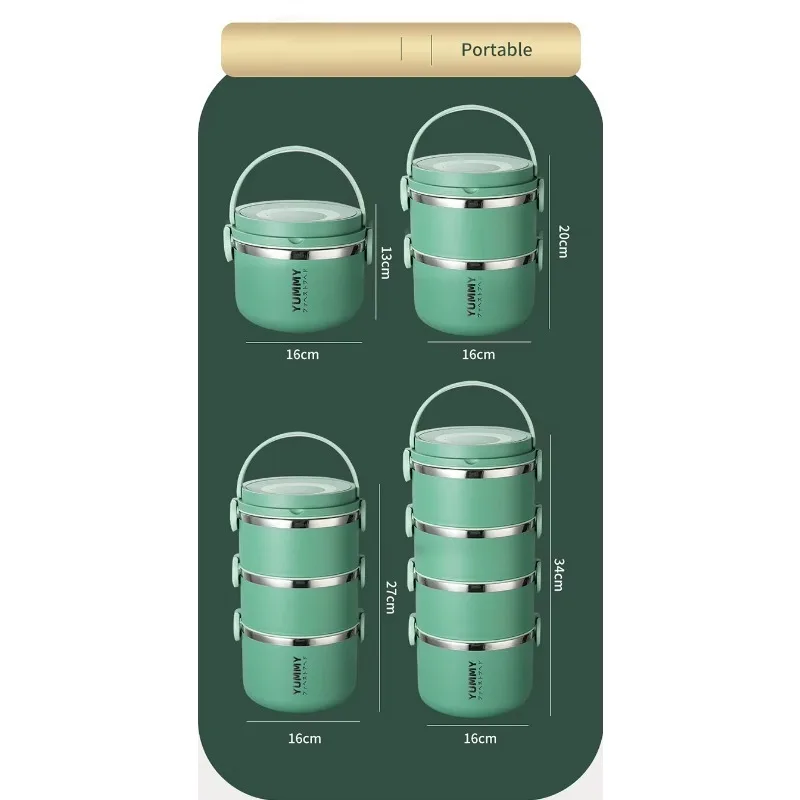 

304 Sales Stainless Steel Multi-Layer Lunch Box Large Capacity Hand-Held Bento Box Student School Bento Box Rice Bowl