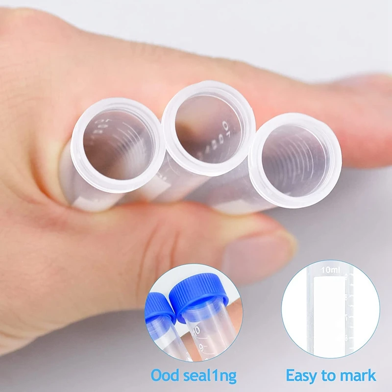 100Pcs 10Ml Multifunctional Plastic Bottle Transparent Tube Sample Storage Container Experimental Centrifuge Tube