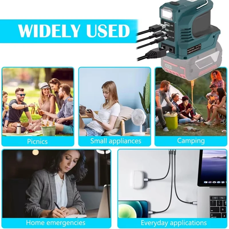 

ABDJ-Inverter Power Station For 18V Battery 220W LED Outdoor Camping Adapter Power Supply Tool
