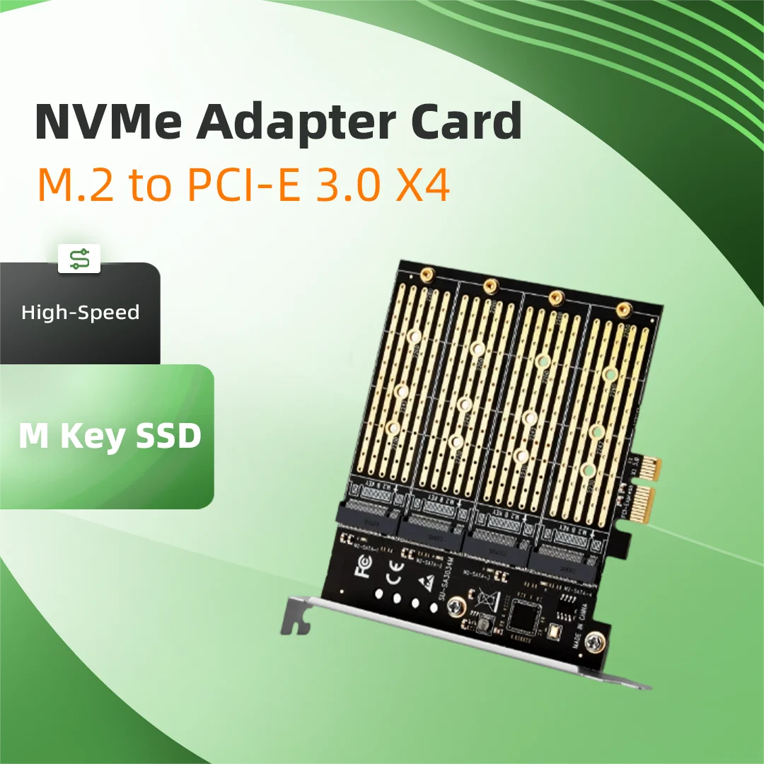 M.2 NVME to PCIe 3.0 X4 Adapter Card M Key M2 SSD PCI-E 3.0 X4 Expansion Card NVMe Converter Support 2230 2242 2260 2280 SSD
