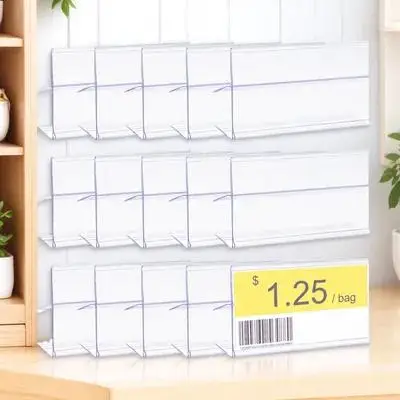 30Pcs Label Holder Transparent Clear Price Tag Holders Supermarket Shelf Clip on Price Display Sign Holders Merchandise Retail
