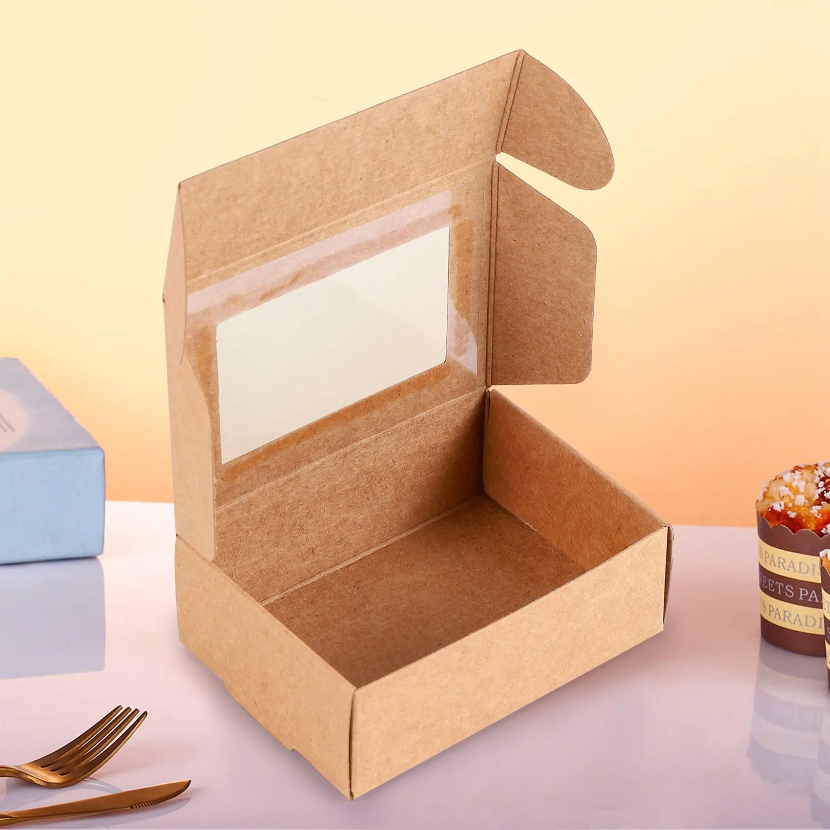 30 Stück Mini-Kraft papier box mit Fenster Geschenk verpackung behandeln Box für Seife behandeln Bäckerei Süßigkeiten (schwarz braun weiß)