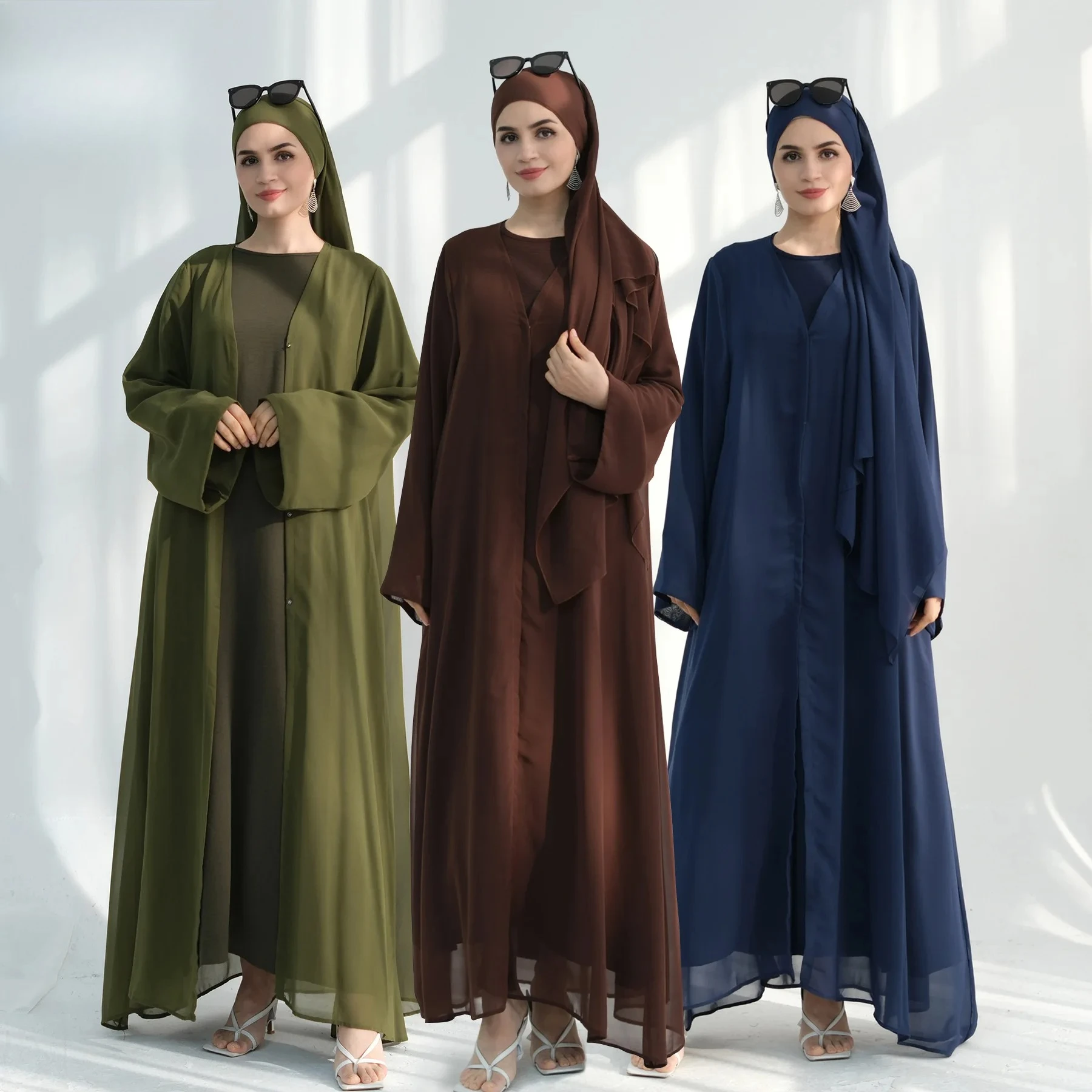 

Solid Color Flared Hijab Middle East Fashion Modest Head Cover Womens Muslim Outerwear Long Scarf
