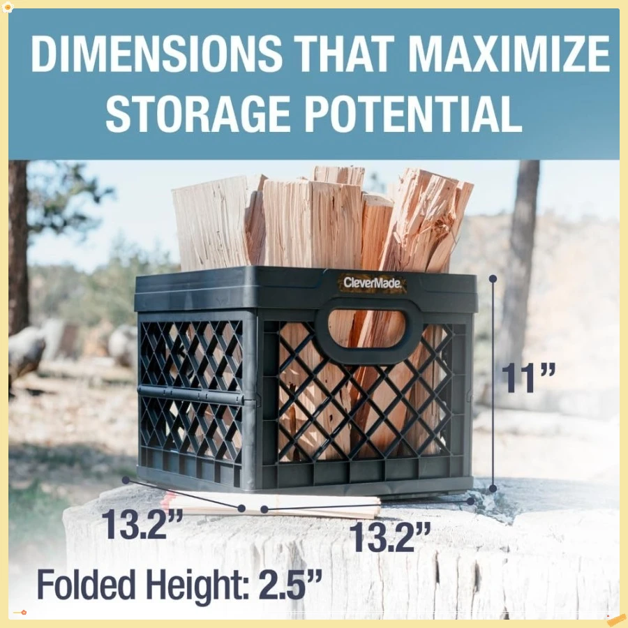 Caja de leche plegable, obsidiana, 1 unidad - Contenedores de almacenamiento apilables de 25 litros (6 gal), capacidad para 50 libras por contenedor