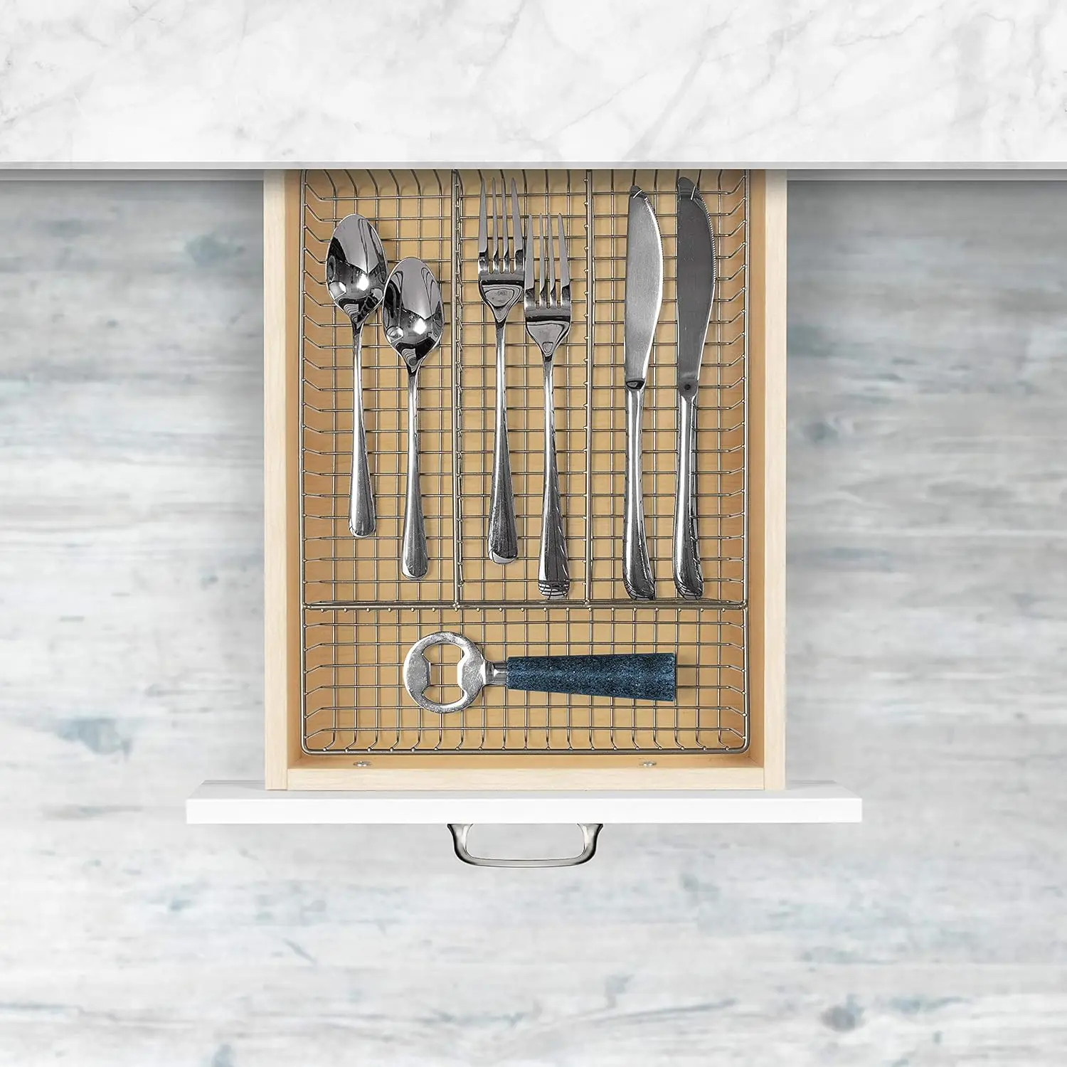 

Grid Flatware Organizer Tray, Small, Satin Nickel