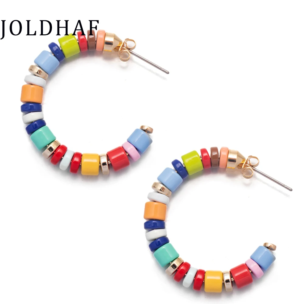 New Trendy Hot Sale Enamel Colorful Earrings For Woemn Piercing Hoop Rainbow Beads Earring Handmade Craft Bead Drop Earrings