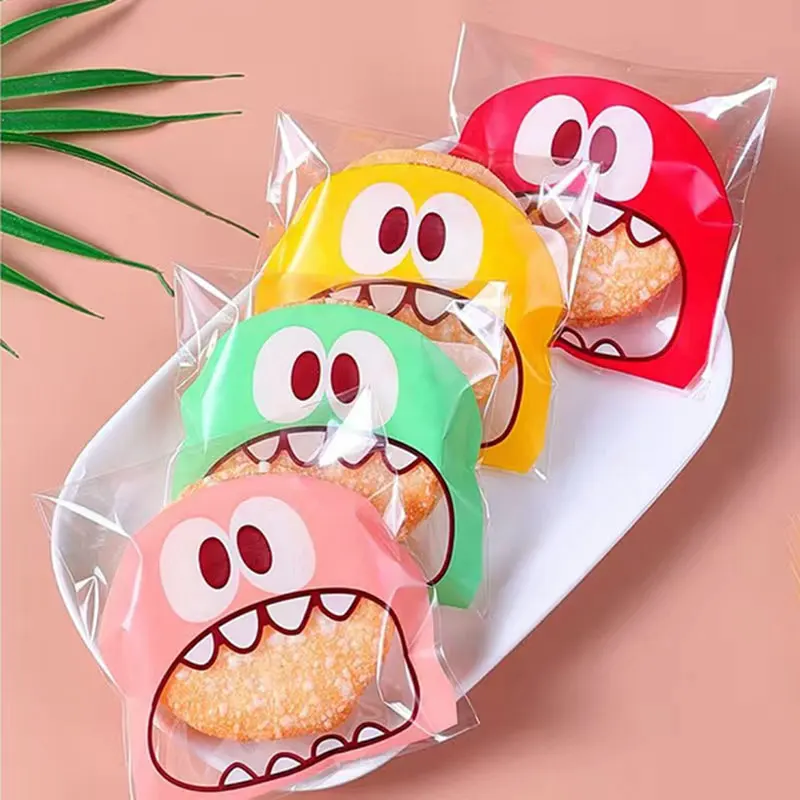 65lots Little Monster Self-adhesive Bag Snowflake Crisp Packaging Cookie Nougat Biscuit Packaging Bag Candy Bag Bolsa De Dulces