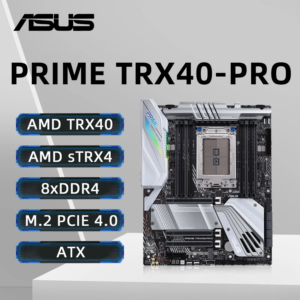 ASUS 프라임 TRX40-Pro 마더보드, sTRX4 소켓 지원, 3960X 3970X 3990X CPU DDR4 4666 MHz RAM 메모리, NVME M.2 SATA PCIe 4.0 