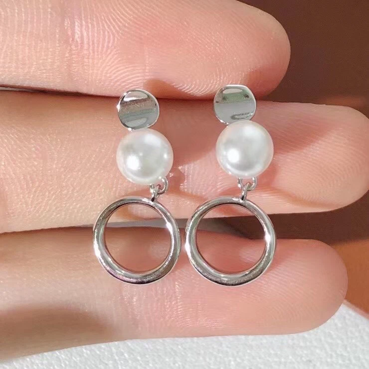 

New Arrival 925 Sterling Silver Earrings Findings Settings Base Mounting Parts Accessory for 5-6mm Pearls 5 pairs/lot