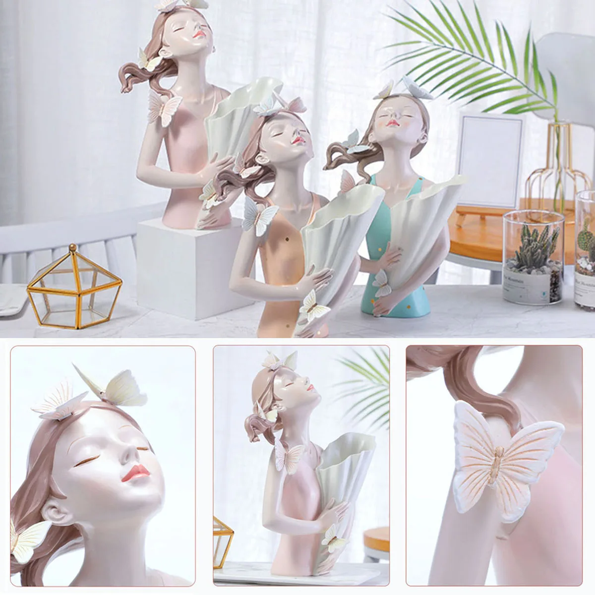 

Girl Vase Decoration Ornaments Flowers Vase Home Living Room Coffee Table Art Statue Sculpture for Shelf Office Bedroom Wedding