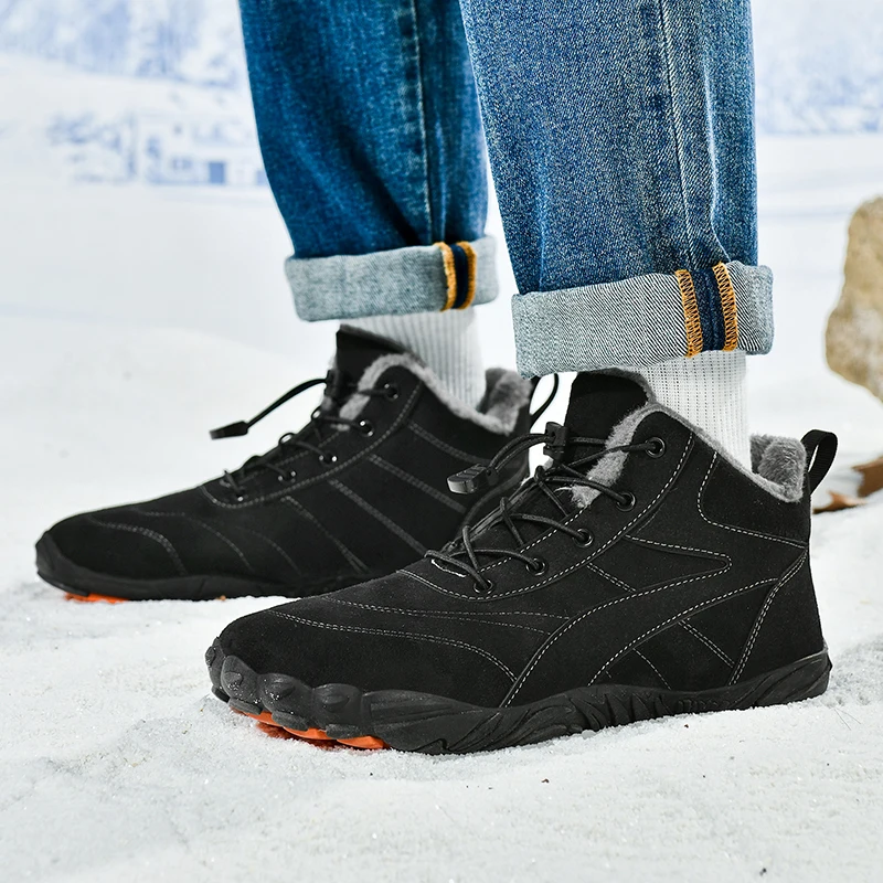 

Classic Men Winter Boots Leather Sneakers Man With Fur Plush Winter Shoes Warm Outdoor Ankle Boots Outdoor Hiking Footwear