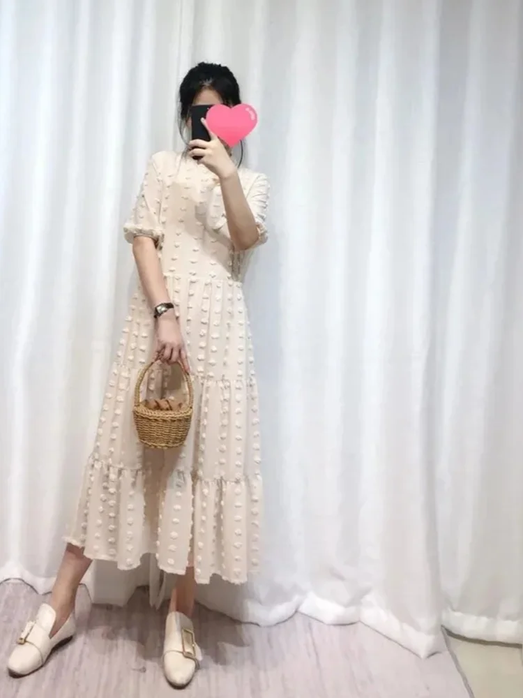 

2026 Новое летнее улучшенное платье Cheongsam, нежный стиль, элегантное свободное жаккардовое платье с завязками и бантом