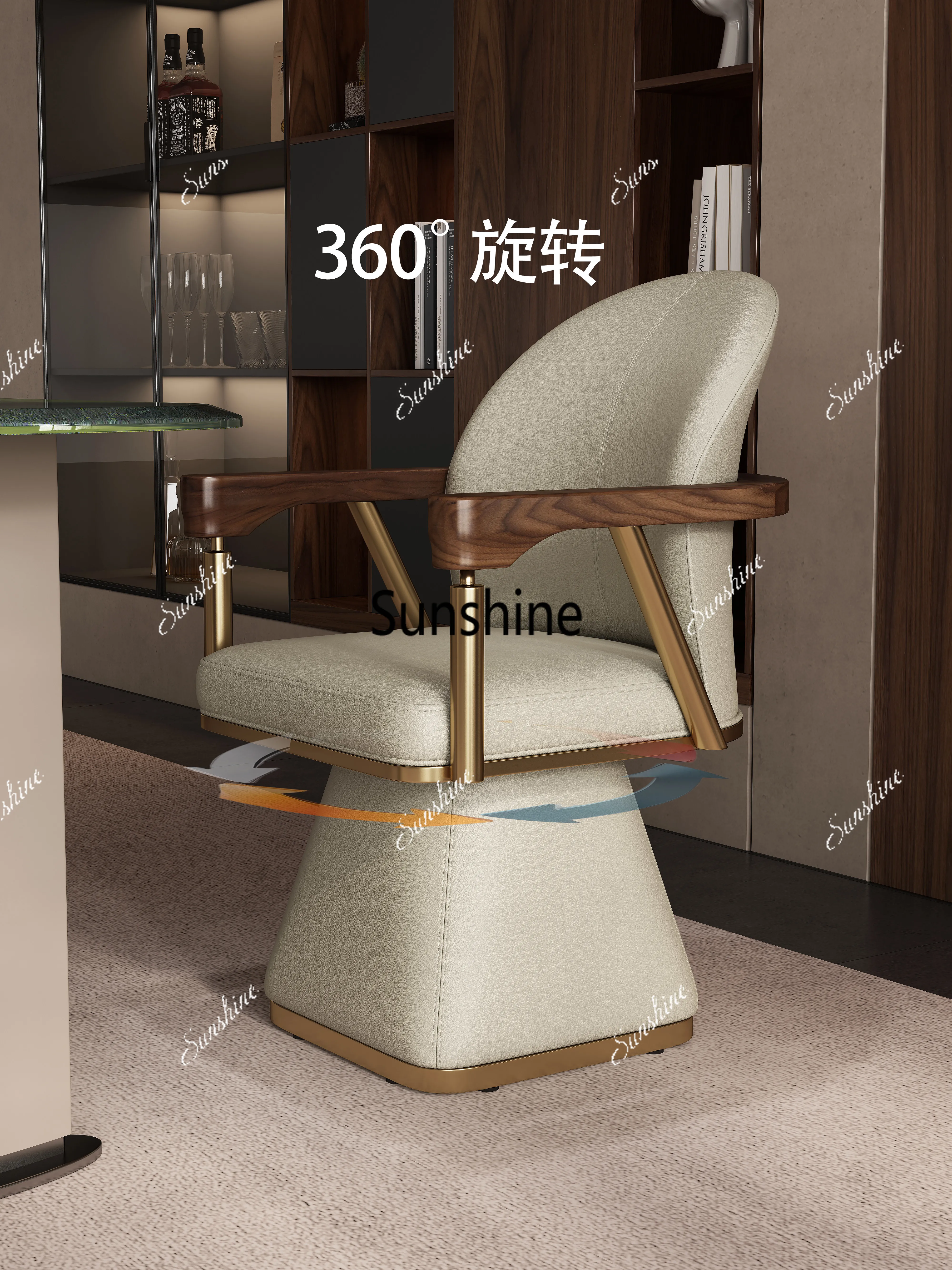 

Light luxury 360-degree rotating leather tea table master chair