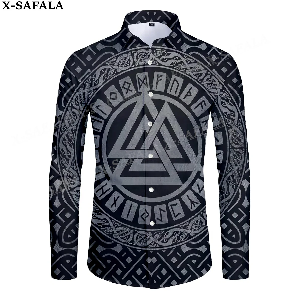 

Tattoo Symbol Hot Armor 3D Print Men's Luxury Shirt Turn-down Collar Buttoned Up Long Sleeve Tops Hip Hop Tee-3