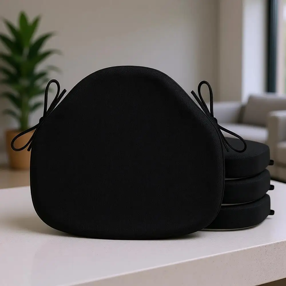 

Набор из 4 черных подушек для стульев Windsor, толстые текстурированные подушки с завязками, нескользящая основа, 16x15 дюймов