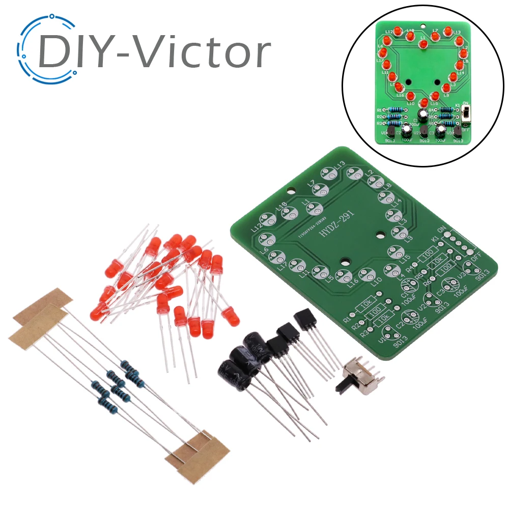 LED w kształcie serca migająca lampka wody zestaw DIY luzem elektroniczne nauczanie szkolenia spawanie producent produkcji i montażu
