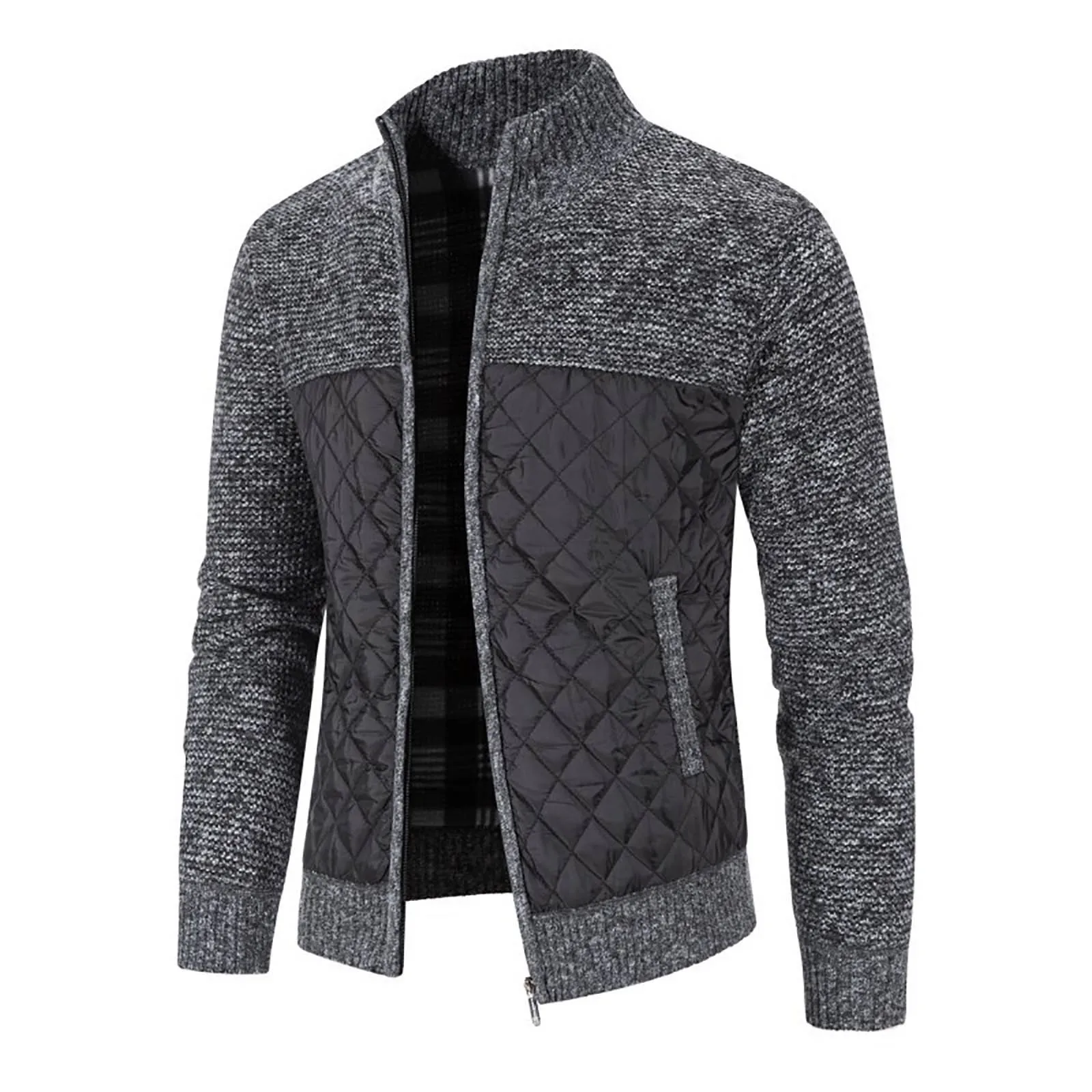 Cardigan à fermeture éclair pour hommes, pull à col montant, veste en peluche épaissie, pull en tricot d'affaires décontracté, Y-Fashion