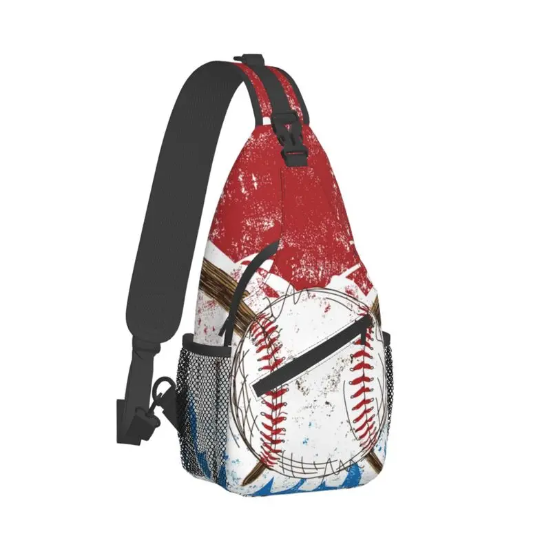 Customized Abstract Baseball Flag Sling Bag for Men Cool Shoulder Crossbody Chest Backpack Travel Hiking Daypack