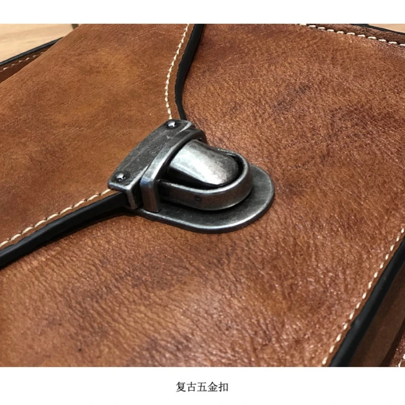 حقيبة ساعي البريد من الجلد العتيق المطلي يدويًا من YETTIES، محفظة كروس من جلد البقر المحبب، حقيبة كتف متعثرة للنساء #5