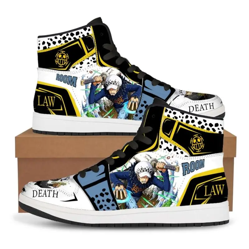 One Piece Anime High-Top-Schuhe, Freizeit-Basketballschuhe für Männer und Frauen, Turnschuhe, Monkey D. Luffy, Paar-Schuhe, anpassbares Geschenk